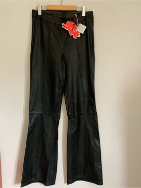 Zara Ski Collection Black Leather Flared Pants